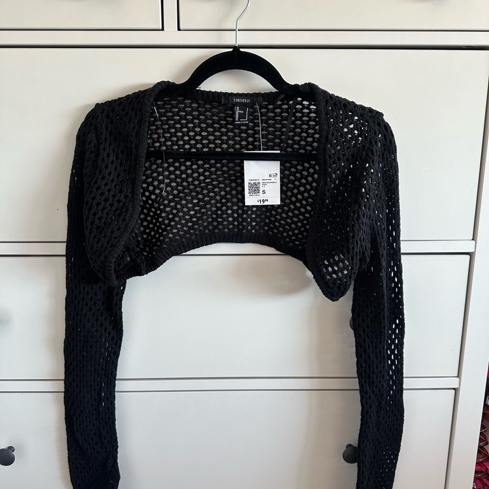 Forever 21 Black Mesh Knit Shrug